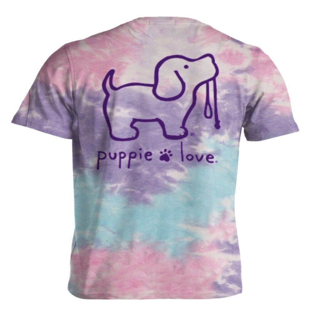 Puppie Love Dog Cotton Candy Tie Dye Pup Short Sleeve T-Shirt - NEW Fast Ship
